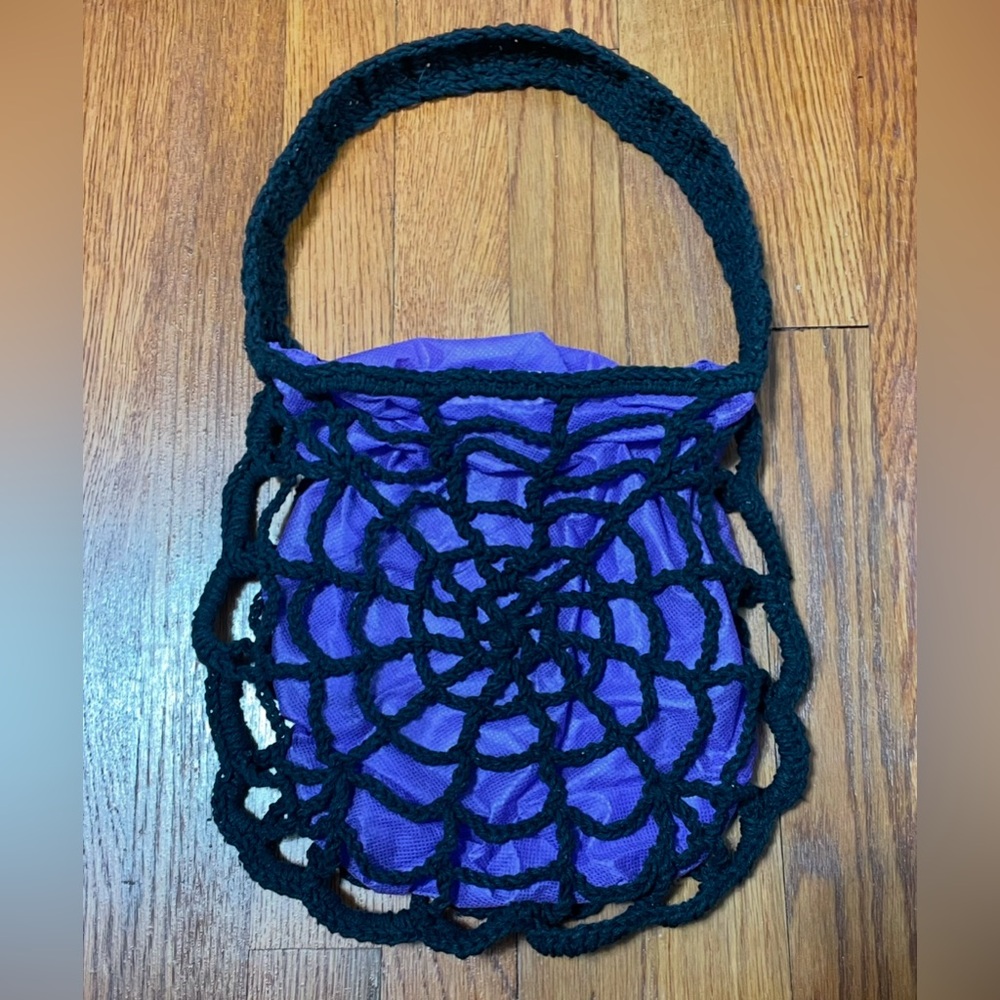 Stylish crocheted spiderweb Black and Purple Women's purse
